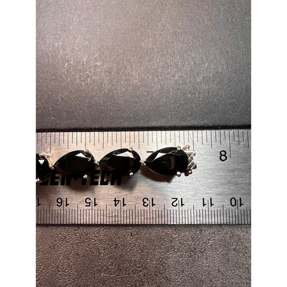 Black spinel Estate sterling silver tennis bracelet 7.5 inches - Picture 15 of 16